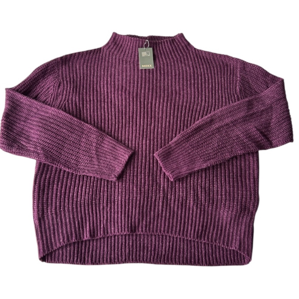 💕 Mexx Ribbed Knit Funnel Neck Sweater Women's In Dark Plum Size XL New